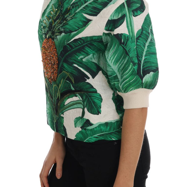 Dolce & Gabbana Pineapple Banana Sequins Crewneck Sweater