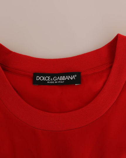 Dolce & Gabbana Red Silk Orange Vase Crystal Top