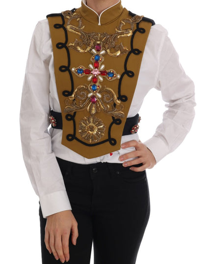 Dolce & Gabbana Yellow Crystal Cross Vest Jacket