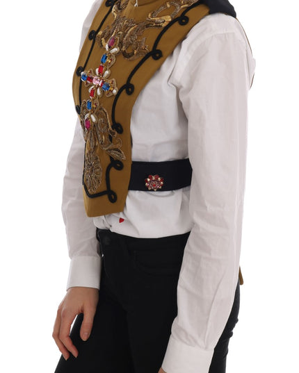Dolce & Gabbana Yellow Crystal Cross Vest Jacket