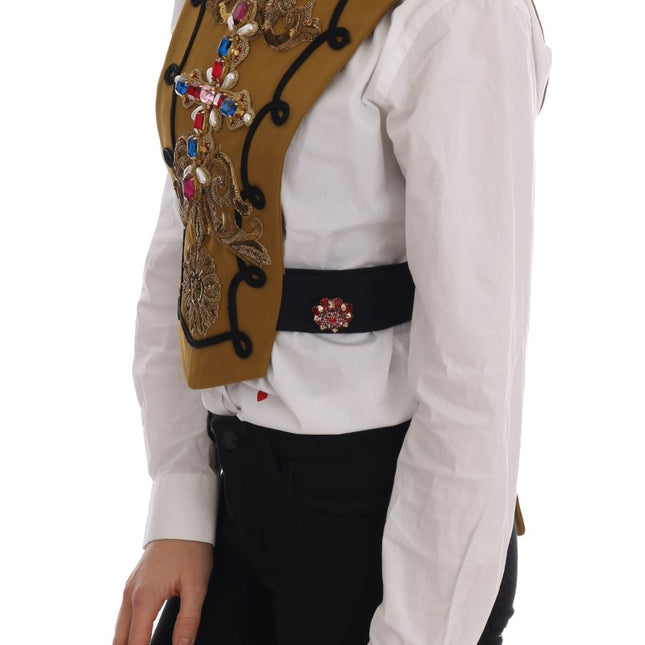 Dolce & Gabbana Yellow Crystal Cross Vest Jacket