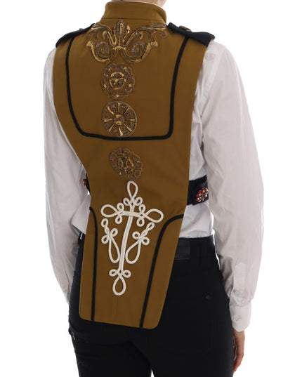 Dolce & Gabbana Yellow Crystal Cross Vest Jacket