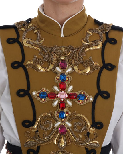 Dolce & Gabbana Yellow Crystal Cross Vest Jacket