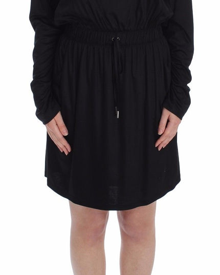 Versace Jeans Black Modal Silk Shift Knee Dress