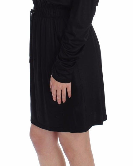 Versace Jeans Black Modal Silk Shift Knee Dress