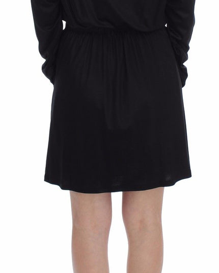 Versace Jeans Black Modal Silk Shift Knee Dress