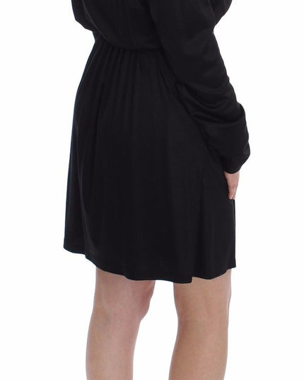 Versace Jeans Black Modal Silk Shift Knee Dress