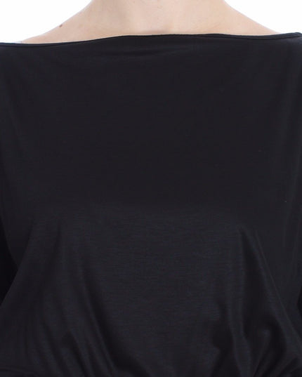 Versace Jeans Black Modal Silk Shift Knee Dress