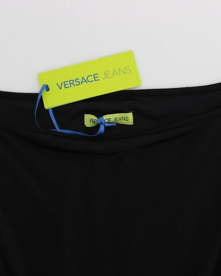 Versace Jeans Black Modal Silk Shift Knee Dress