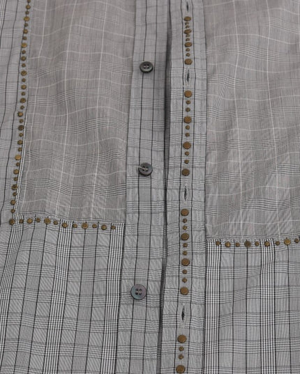 Dolce & Gabbana Gray Check GOLD Cotton Slim Fit Shirt