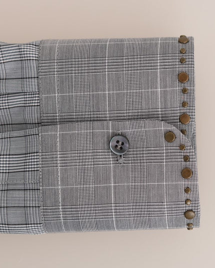 Dolce & Gabbana Gray Check GOLD Cotton Slim Fit Shirt
