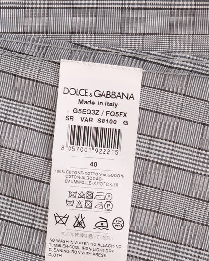 Dolce & Gabbana Gray Check GOLD Cotton Slim Fit Shirt