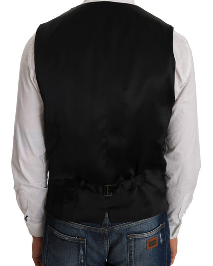 Dolce & Gabbana Gray Wool Patterned Slim Vest
