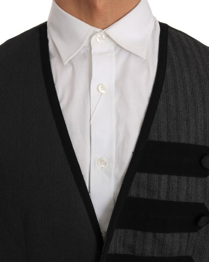 Dolce & Gabbana Gray Wool Patterned Slim Vest