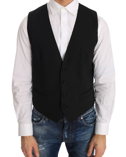 Dolce & Gabbana Black Wool Silk Vest