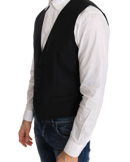 Dolce & Gabbana Black Wool Silk Vest