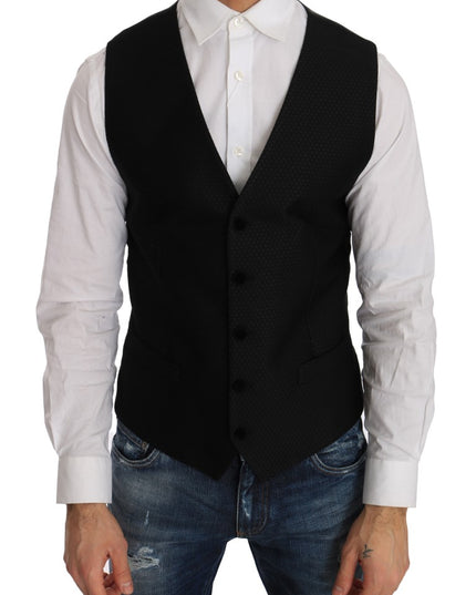Dolce & Gabbana Black Polka Dot Pattern Vest