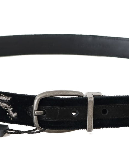 Dolce & Gabbana Black Cotton Royal Bee Embroidery Belt