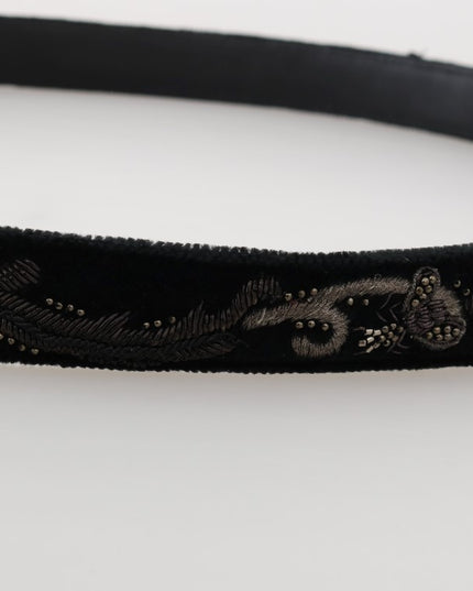 Dolce & Gabbana Black Cotton Royal Bee Embroidery Belt
