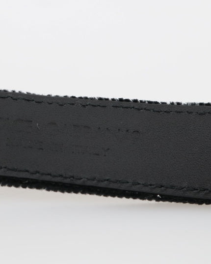 Dolce & Gabbana Black Cotton Royal Bee Embroidery Belt