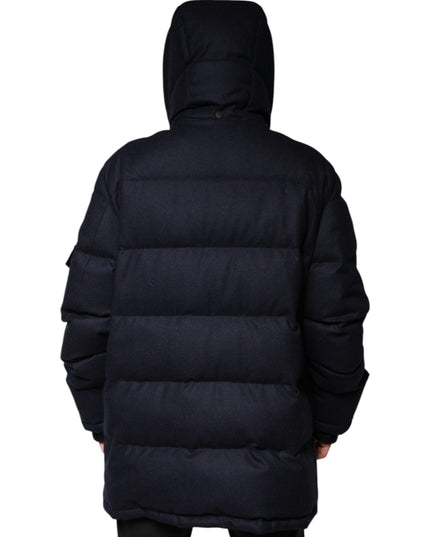 Dolce & Gabbana Black Nylon Hooded Puffer Men Coat Jacket