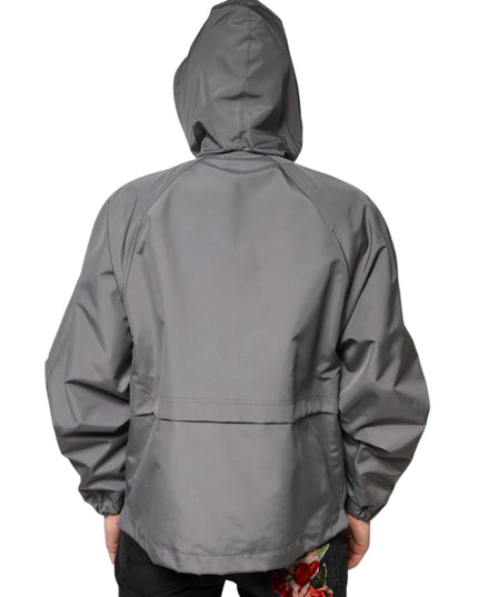 Dolce & Gabbana Gray Polyester Hooded Men Full Zip Jacket