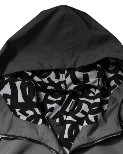 Dolce & Gabbana Gray Polyester Hooded Men Full Zip Jacket