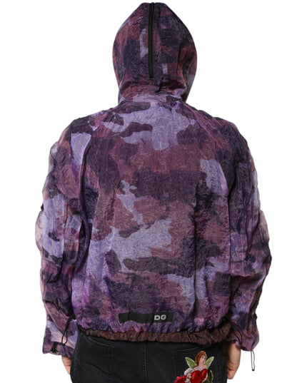 Dolce & Gabbana Purple Camouflage Hooded Men Blouson Jacket