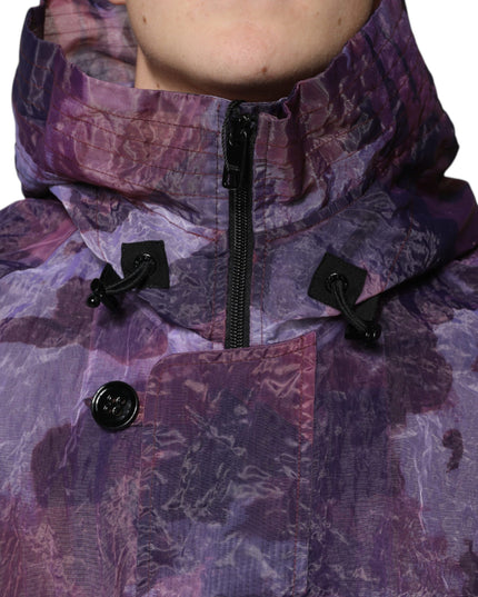 Dolce & Gabbana Purple Camouflage Hooded Men Blouson Jacket