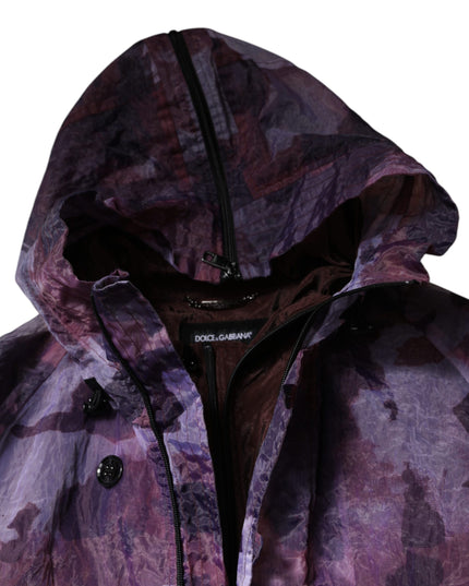Dolce & Gabbana Purple Camouflage Hooded Men Blouson Jacket