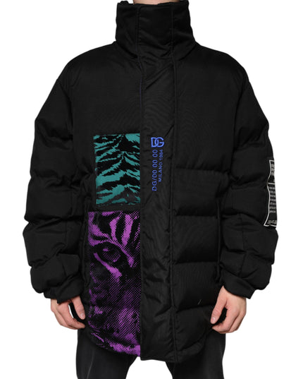 Dolce & Gabbana Black Nylon Puffer Men Full Zip Jacket