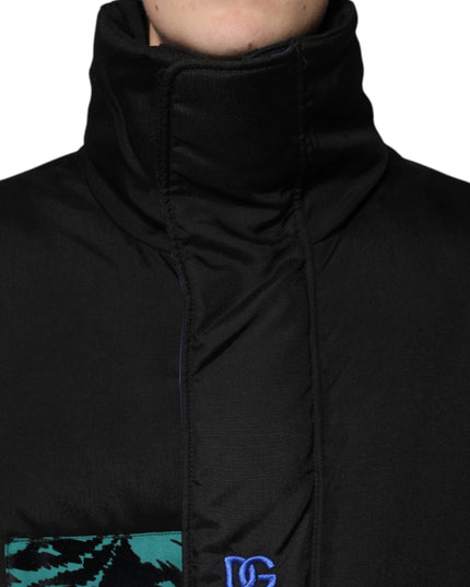 Dolce & Gabbana Black Nylon Puffer Men Full Zip Jacket