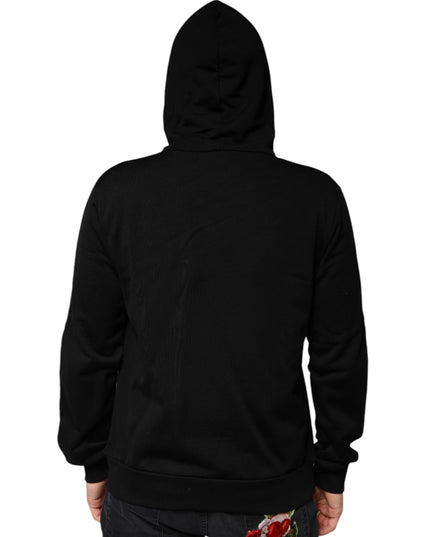 Dolce & Gabbana Black Crown Cotton Hooded Sweatshirt Sweater