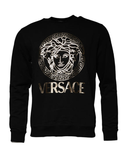 Versace Black Medusa Fleece Men Crew Neck Sweatshirt Sweater