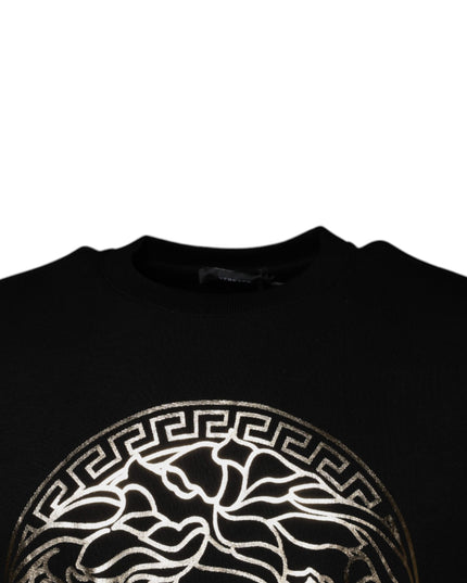 Versace Black Medusa Fleece Men Crew Neck Sweatshirt Sweater