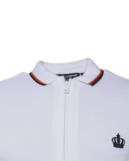 Dolce & Gabbana White Crown Men Full Zip Sweatshirt Sweater