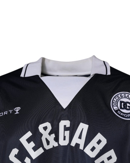 Dolce & Gabbana Blue Logo Jersey Collared Pullover Sweater