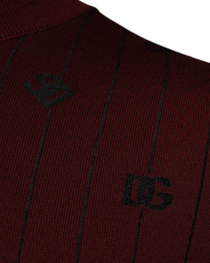 Dolce & Gabbana Maroon Monogram Turtleneck Pullover Sweater