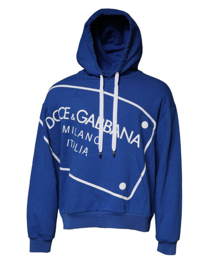 Dolce & Gabbana Blue Logo Print Hooded Sweatshirt Sweater