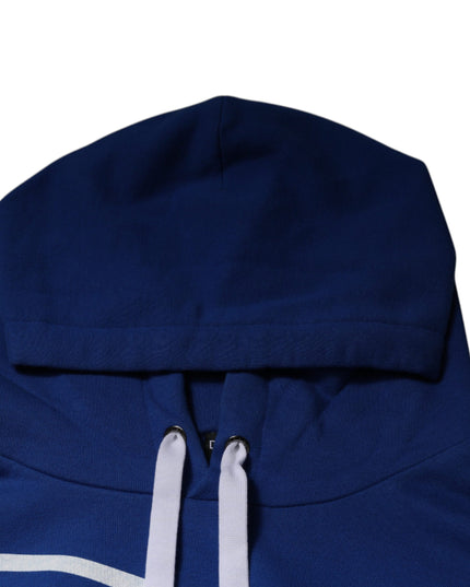 Dolce & Gabbana Blue Logo Print Hooded Sweatshirt Sweater
