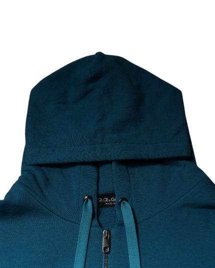 Dolce & Gabbana Blue Logo Cotton Hooded Sweatshirt Sweater
