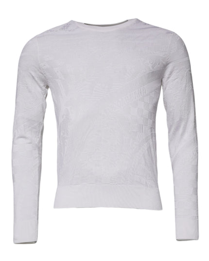 Dolce & Gabbana White Silk Crew Neck Men Pullover Sweater