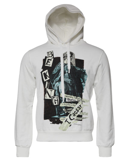 Dolce & Gabbana White Caesar Cotton Hooded Pullover Sweater