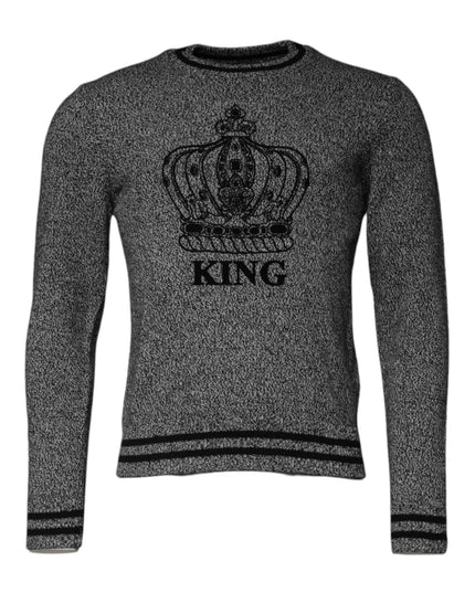 Dolce & Gabbana Gray Crown King Cashmere Pullover Sweater
