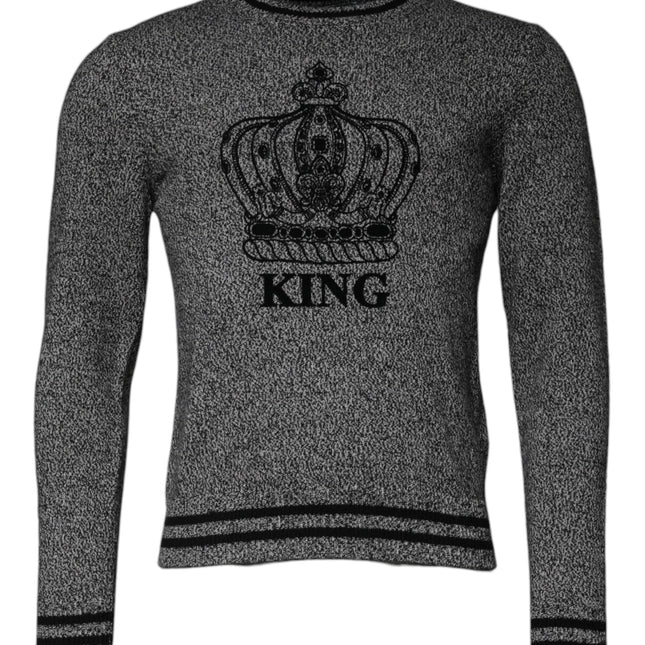 Dolce & Gabbana Gray Crown King Cashmere Pullover Sweater