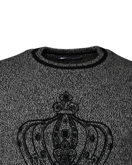Dolce & Gabbana Gray Crown King Cashmere Pullover Sweater