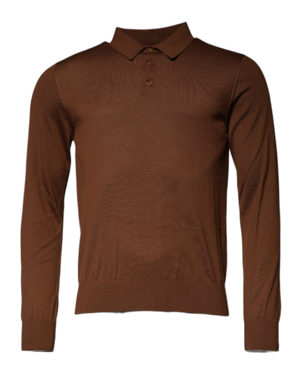 Dolce & Gabbana Brown Cashmere Buttoned Men Pullover Sweater