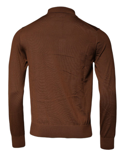 Dolce & Gabbana Brown Cashmere Buttoned Men Pullover Sweater