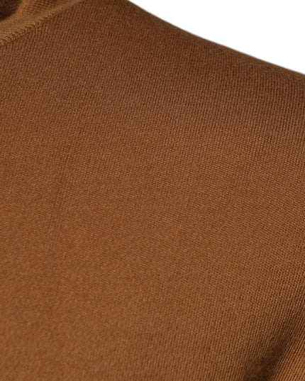 Dolce & Gabbana Brown Logo Plaque Crew Neck Pullover Sweater