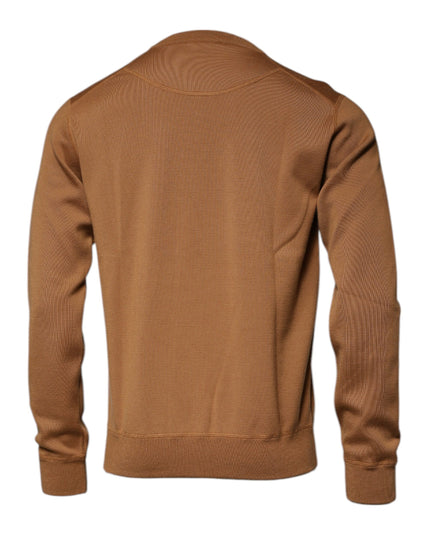 Dolce & Gabbana Brown Logo Plaque Crew Neck Pullover Sweater